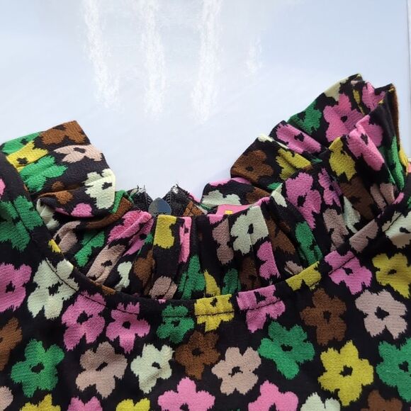 NWT Kitri Danica Multi Blurred Floral Dress M Long Sleeves - Picture 3 of 12